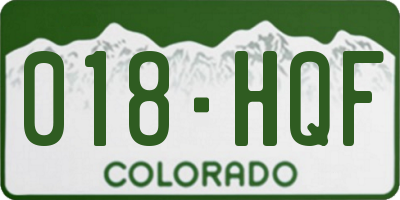 CO license plate 018HQF