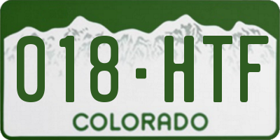 CO license plate 018HTF