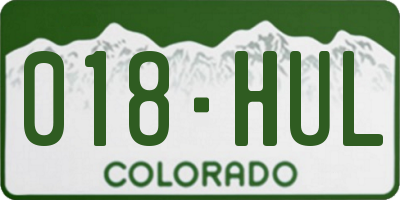 CO license plate 018HUL