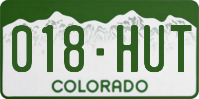 CO license plate 018HUT