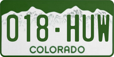 CO license plate 018HUW