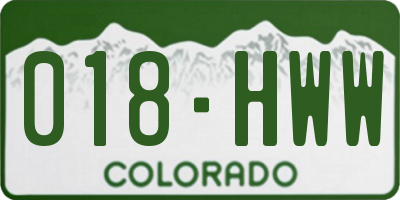 CO license plate 018HWW