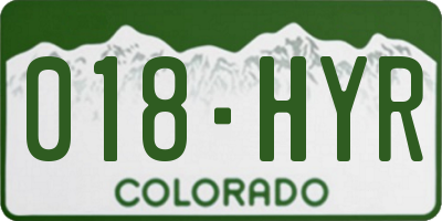 CO license plate 018HYR