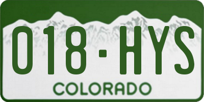 CO license plate 018HYS