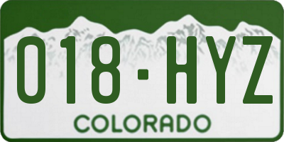 CO license plate 018HYZ