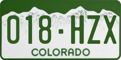 CO license plate 018HZX