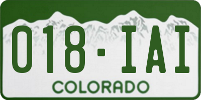 CO license plate 018IAI