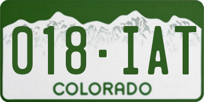 CO license plate 018IAT