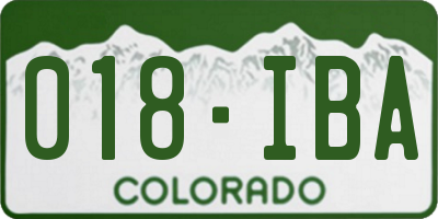 CO license plate 018IBA