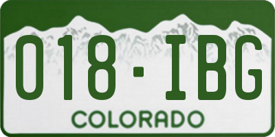 CO license plate 018IBG