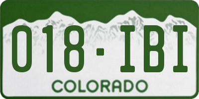 CO license plate 018IBI