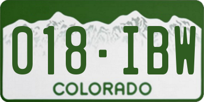 CO license plate 018IBW