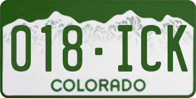 CO license plate 018ICK
