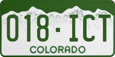 CO license plate 018ICT