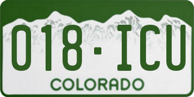 CO license plate 018ICU