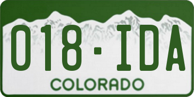 CO license plate 018IDA