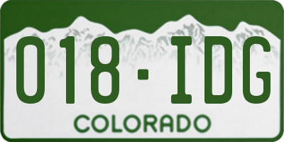 CO license plate 018IDG