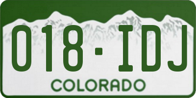 CO license plate 018IDJ