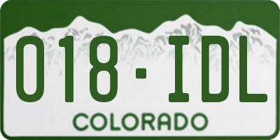 CO license plate 018IDL
