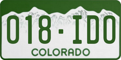 CO license plate 018IDO