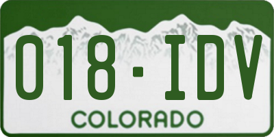 CO license plate 018IDV