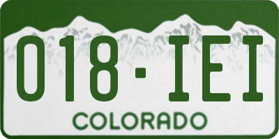 CO license plate 018IEI