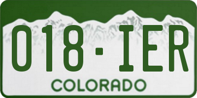 CO license plate 018IER