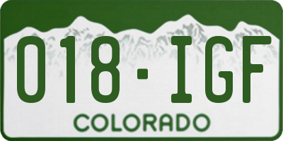 CO license plate 018IGF
