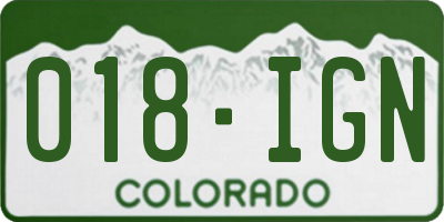 CO license plate 018IGN
