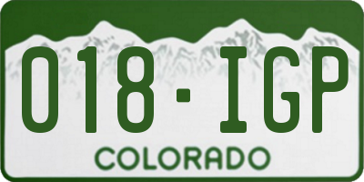 CO license plate 018IGP