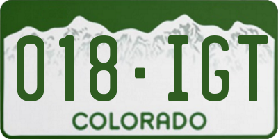 CO license plate 018IGT