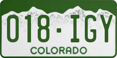 CO license plate 018IGY