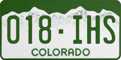 CO license plate 018IHS