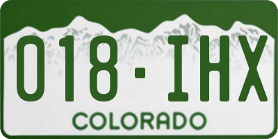 CO license plate 018IHX