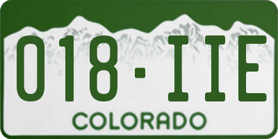 CO license plate 018IIE