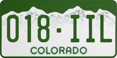 CO license plate 018IIL