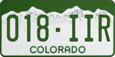 CO license plate 018IIR