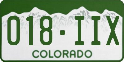 CO license plate 018IIX