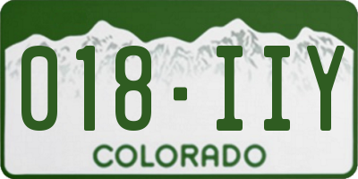 CO license plate 018IIY