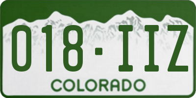 CO license plate 018IIZ