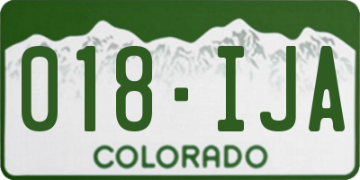 CO license plate 018IJA