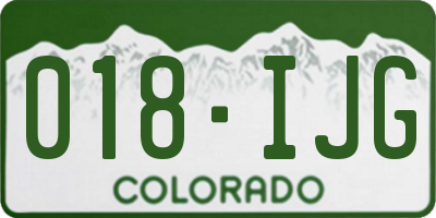 CO license plate 018IJG