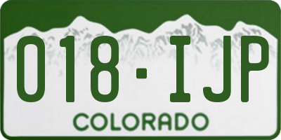 CO license plate 018IJP