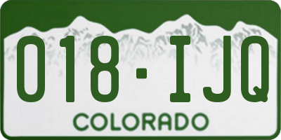 CO license plate 018IJQ