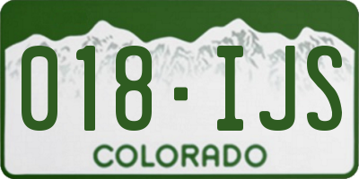 CO license plate 018IJS