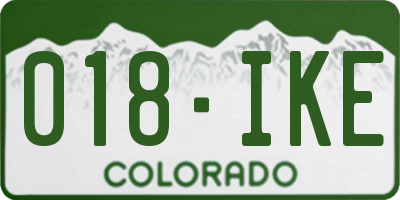 CO license plate 018IKE