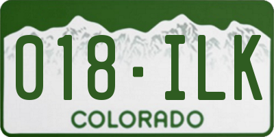 CO license plate 018ILK