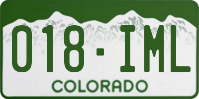 CO license plate 018IML