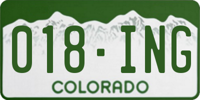 CO license plate 018ING