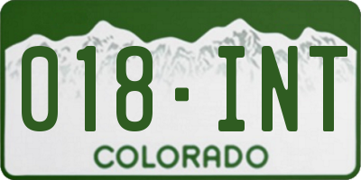 CO license plate 018INT